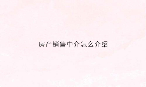房产销售中介怎么介绍(房屋中介销售技巧和话术)