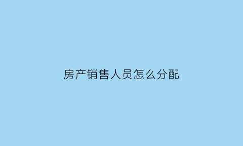 房产销售人员怎么分配(房产销售人员工资怎么算)