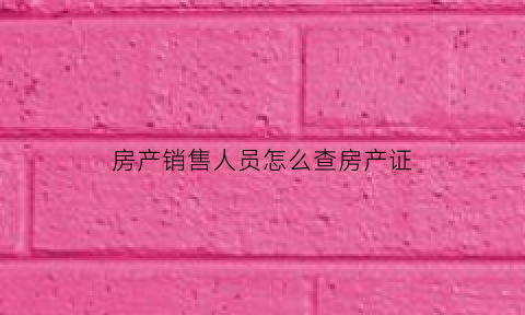 房产销售人员怎么查房产证(怎样在房产局查到卖房人的信息)