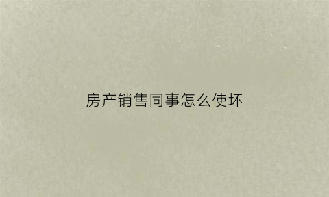 房产销售同事怎么使坏