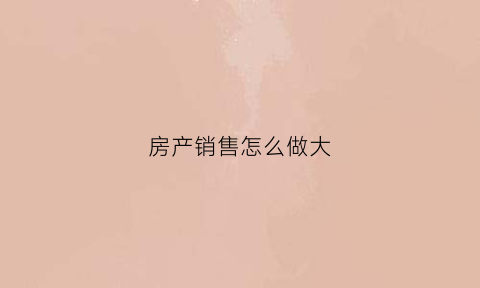 房产销售怎么做大(房产销售怎么开展工作)
