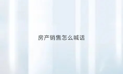 房产销售怎么喊话(房产销售话语)