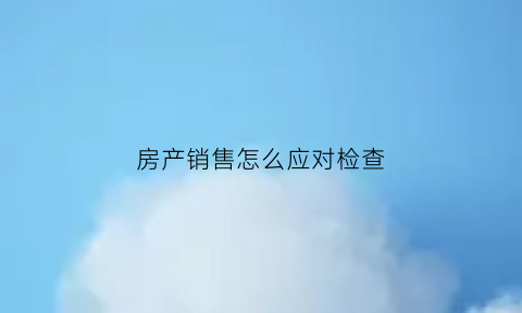 房产销售怎么应对检查