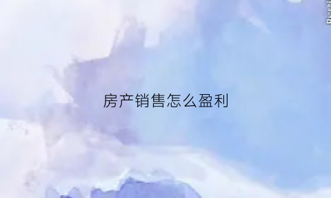 房产销售怎么盈利(房产销售公司怎么盈利)