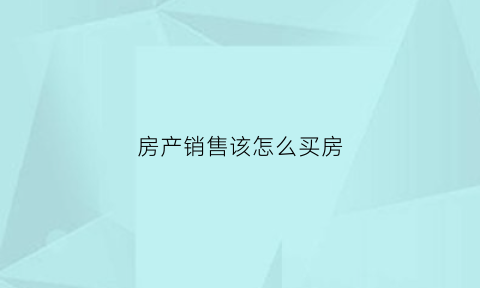 房产销售该怎么买房