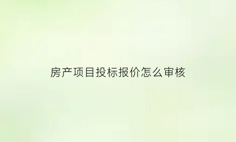 房产项目投标报价怎么审核(房产项目投标报价怎么审核的)