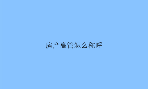 房产高管怎么称呼(房产高管怎么称呼自己)