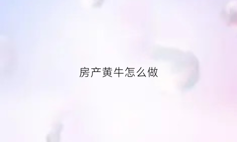 房产黄牛怎么做(买房黄牛是怎么砍价的)