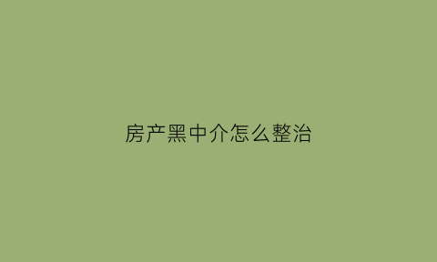 房产黑中介怎么整治(黑房屋中介怎么处罚)