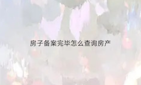 房子备案完毕怎么查询房产(房子已经备案怎么查询)