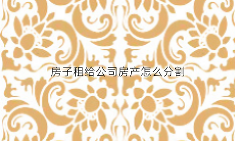 房子租给公司房产怎么分割(把房子租给公司)
