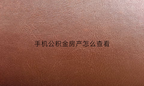 手机公积金房产怎么查看(手机上如何查看住房公积金)