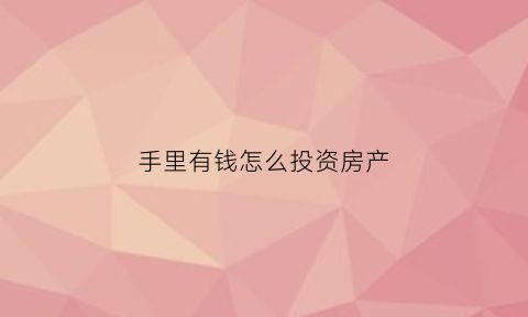 手里有钱怎么投资房产(手里有钱可以投资什么项目)