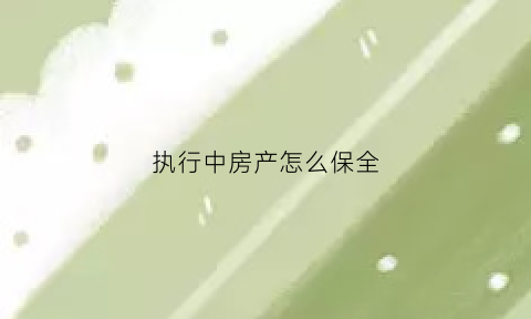 执行中房产怎么保全(对法院已经保全房产执行起来还有纠缠吗)