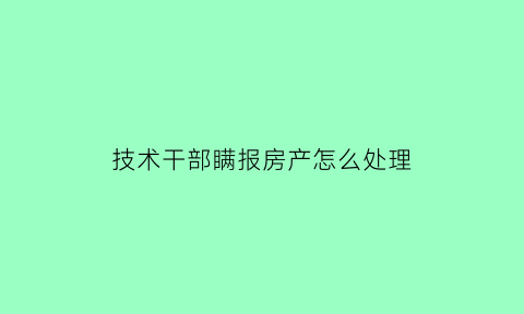 技术干部瞒报房产怎么处理(干部瞒报财产如何处理)