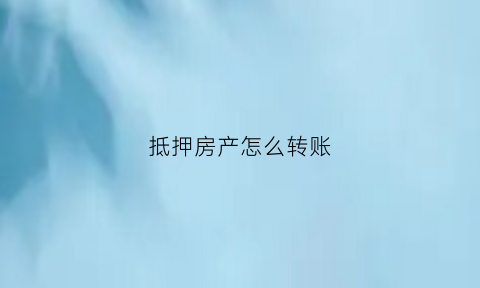 抵押房产怎么转账(抵押房产怎么转账给对方)