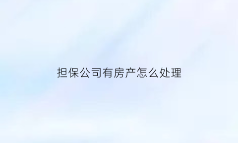 担保公司有房产怎么处理(担保公司的房子)