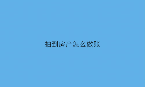 拍到房产怎么做账(购入拍卖房产账务处理)