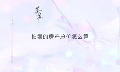 拍卖的房产总价怎么算(拍卖房成交价)