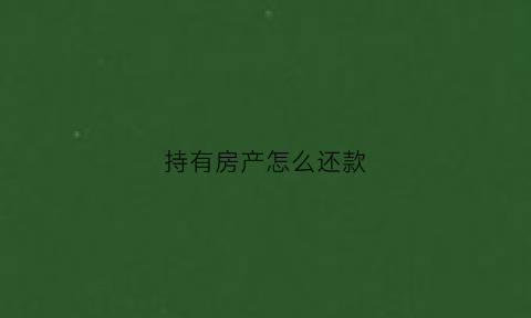 持有房产怎么还款(有房产怎么借款)