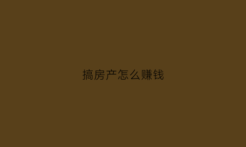 搞房产怎么赚钱