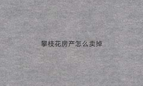 攀枝花房产怎么卖掉(攀枝花的房源)