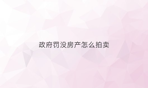 政府罚没房产怎么拍卖(政府罚没房产拍卖程序)