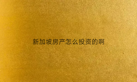 新加坡房产怎么投资的啊(新加坡房产模式是什么样)