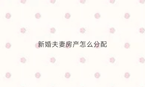 新婚夫妻房产怎么分配(新婚夫妻房产怎么分配的)