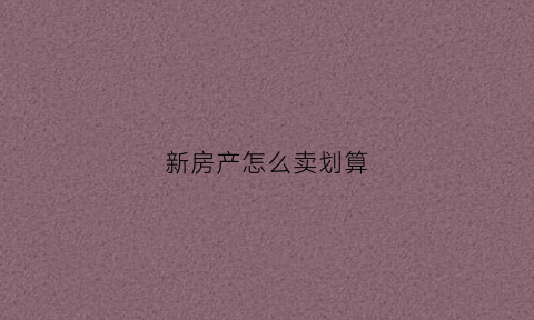 新房产怎么卖划算(新房产怎么卖划算一点)