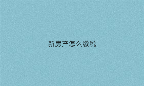 新房产怎么缴税(新房子怎么收税)