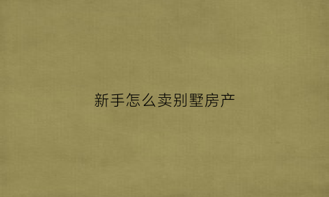 新手怎么卖别墅房产(如何卖好别墅的房子)