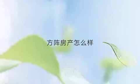 方阵房产怎么样(方阵置业)