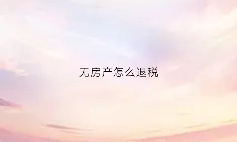 无房产怎么退税(无房产怎么退税费)