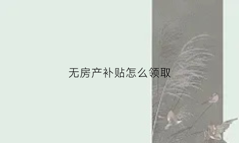 无房产补贴怎么领取(无房补贴怎么办理)