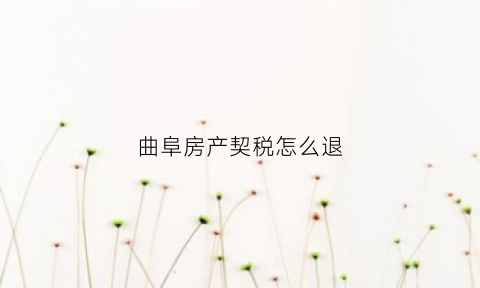 曲阜房产契税怎么退(曲阜契税减免政策)