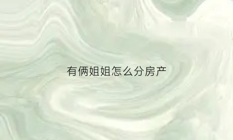 有俩姐姐怎么分房产(两姐妹如何分家产)
