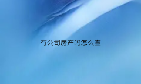 有公司房产吗怎么查(有公司房产吗怎么查名字)