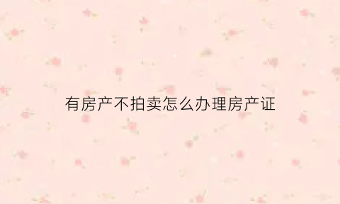 有房产不拍卖怎么办理房产证(法院拍卖的房子没有不动产证能买吗)