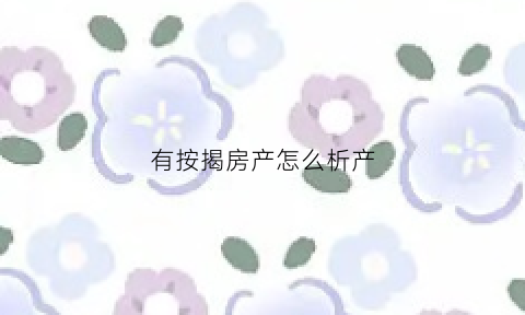 有按揭房产怎么析产(有按揭的房产离婚析产怎么办理)