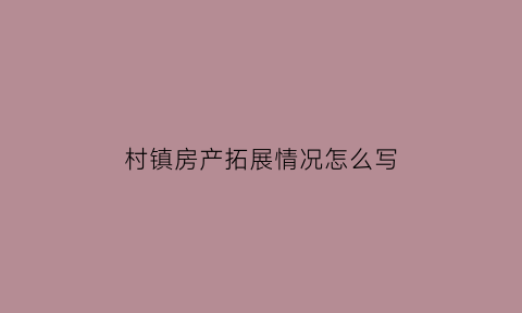 村镇房产拓展情况怎么写(村镇房产拓展情况怎么写简介)