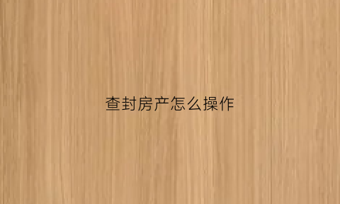 查封房产怎么操作(查封房产怎么查)