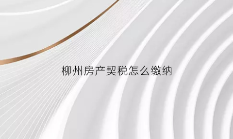 柳州房产契税怎么缴纳(柳州房子契税2021年新政策)