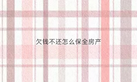 欠钱不还怎么保全房产(欠钱不还怎么保全房产呢)