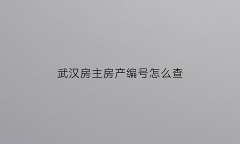 武汉房主房产编号怎么查(武汉市房产证号在哪里看)