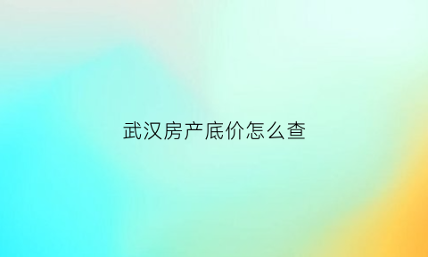 武汉房产底价怎么查(武汉市查房价)