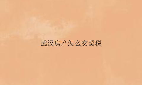 武汉房产怎么交契税(武汉房产怎么交契税流程)