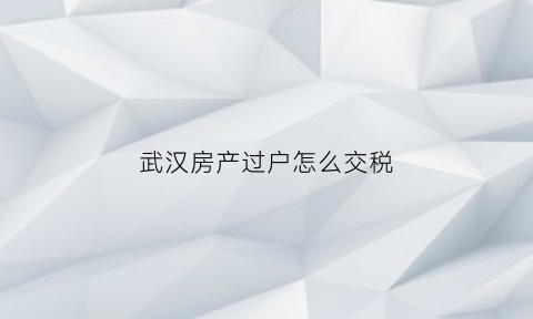 武汉房产过户怎么交税(武汉房产过户怎么交税费)