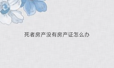 死者房产没有房产证怎么办(死人房产证无效)