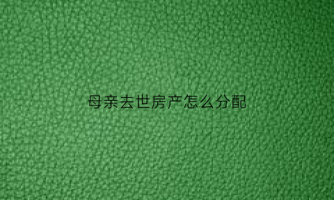 母亲去世房产怎么分配(母亲过世房子怎么继承)